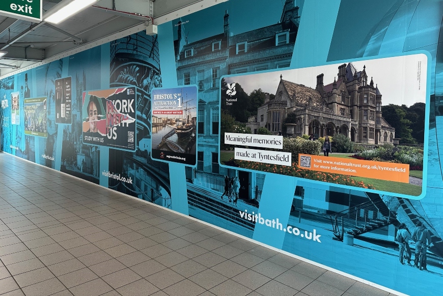 Visit Bath and Visit Bristol Advertising mural at Bristol Airport